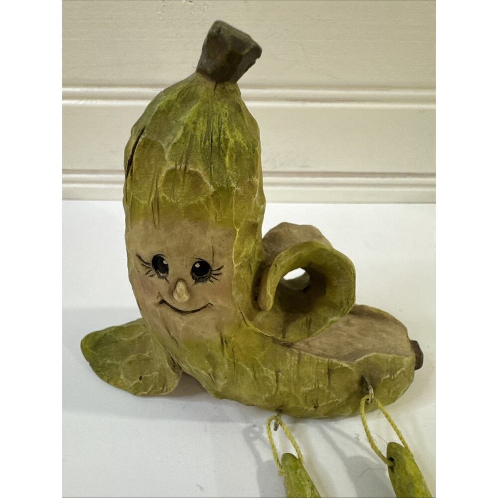 Vintage Anthropomorphic Banana Shelf Sitter Dangling Legs 1980s Kitschy Resin